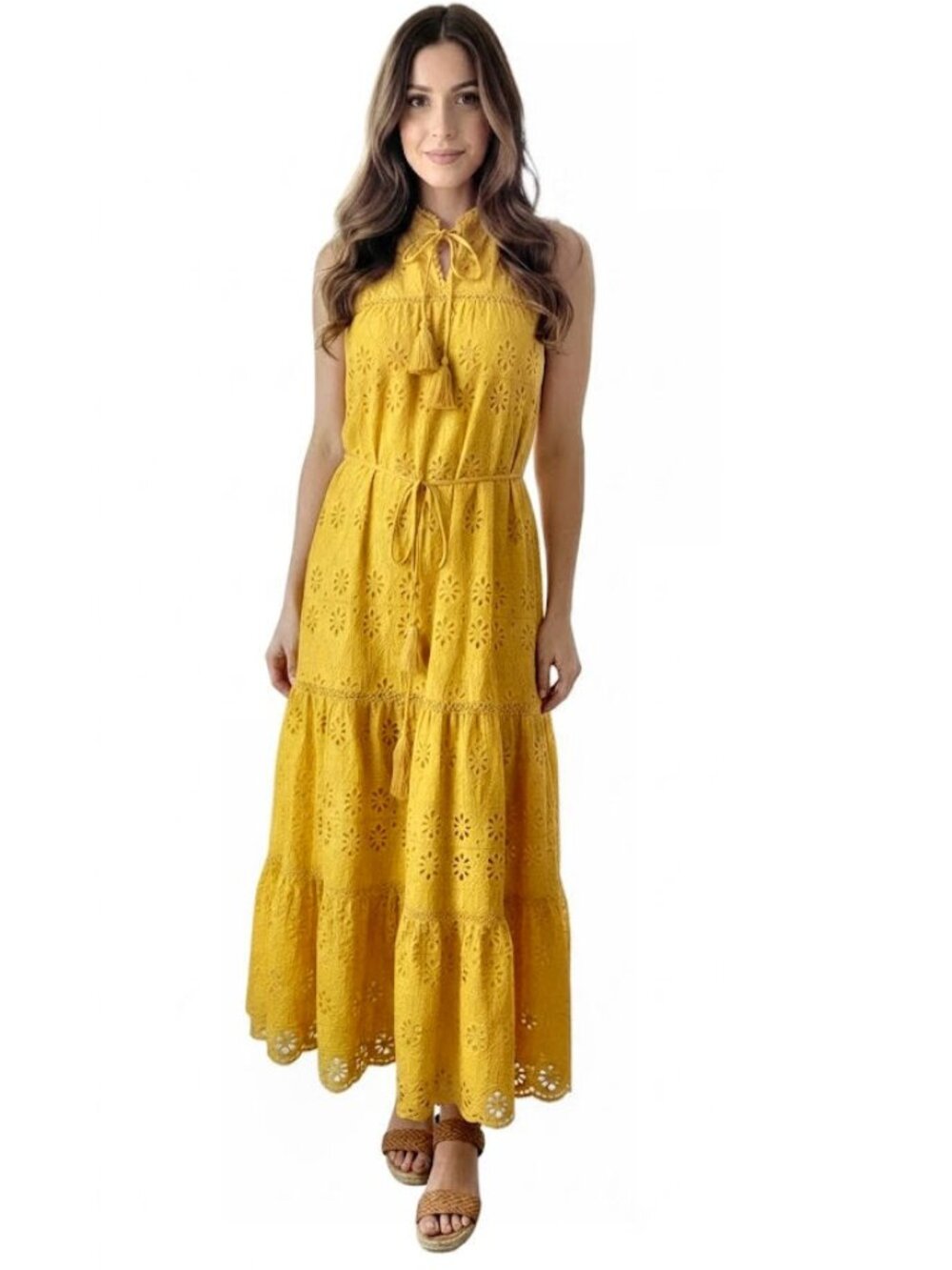 kate spade new york Yellow Eyelet Patio Dress Womens Size XXS